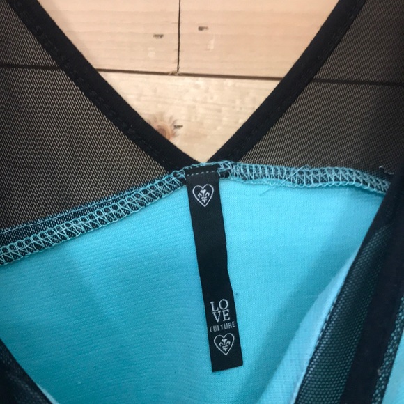 Blue and black mesh body suit size S with peplum - Picture 3 of 3